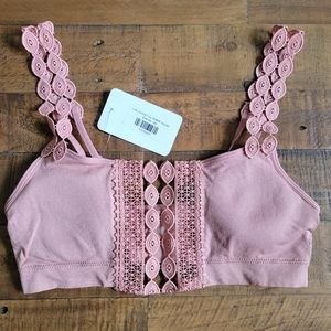 NWT Leto Accessories Favorite Applique Bralette Rose-Medium/Large